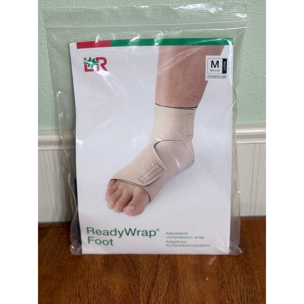 L&R Medium Beige Right Foot Adjustable Compression ReadyWrap & Liner Foot New